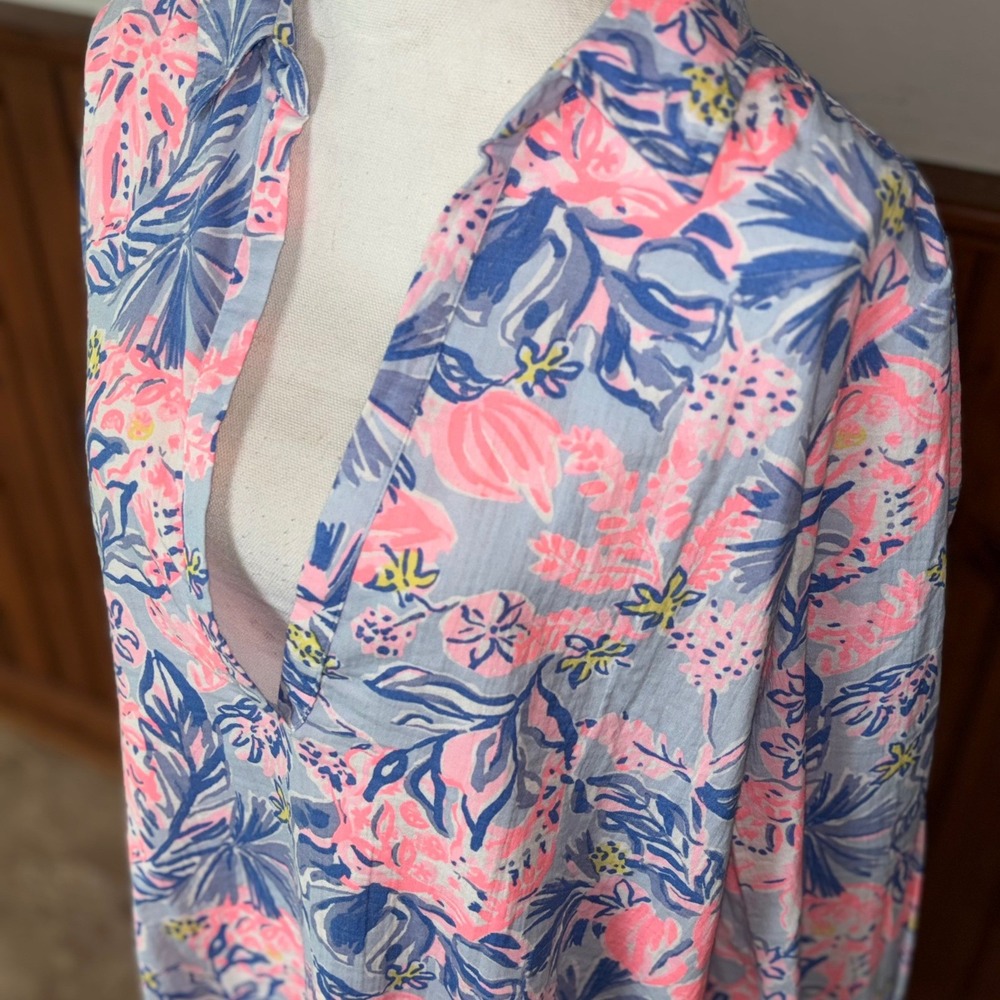 NWT Lilly‎ Pulitzer Womens Kique Long Sleeve Cover Up Elephant Splash Tropical M - Picture 2 of 9